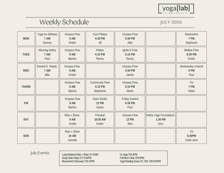 YL July Schedule
