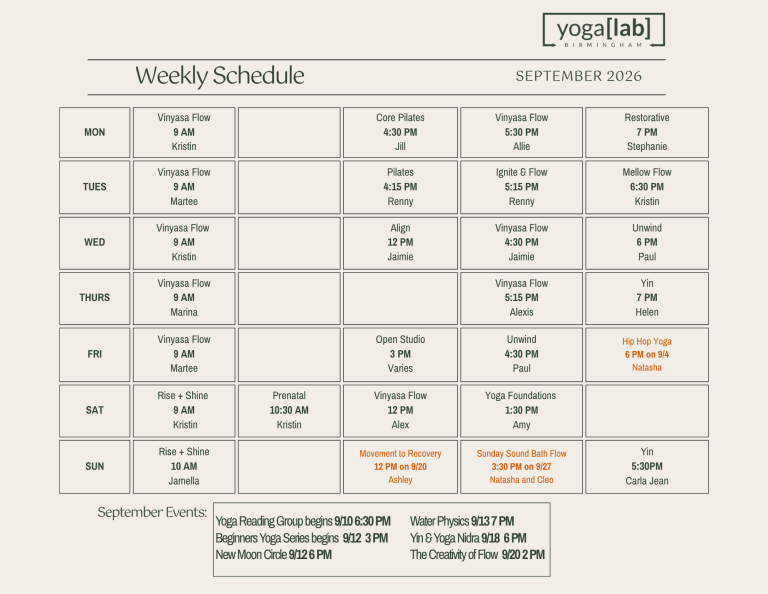 September Schedule